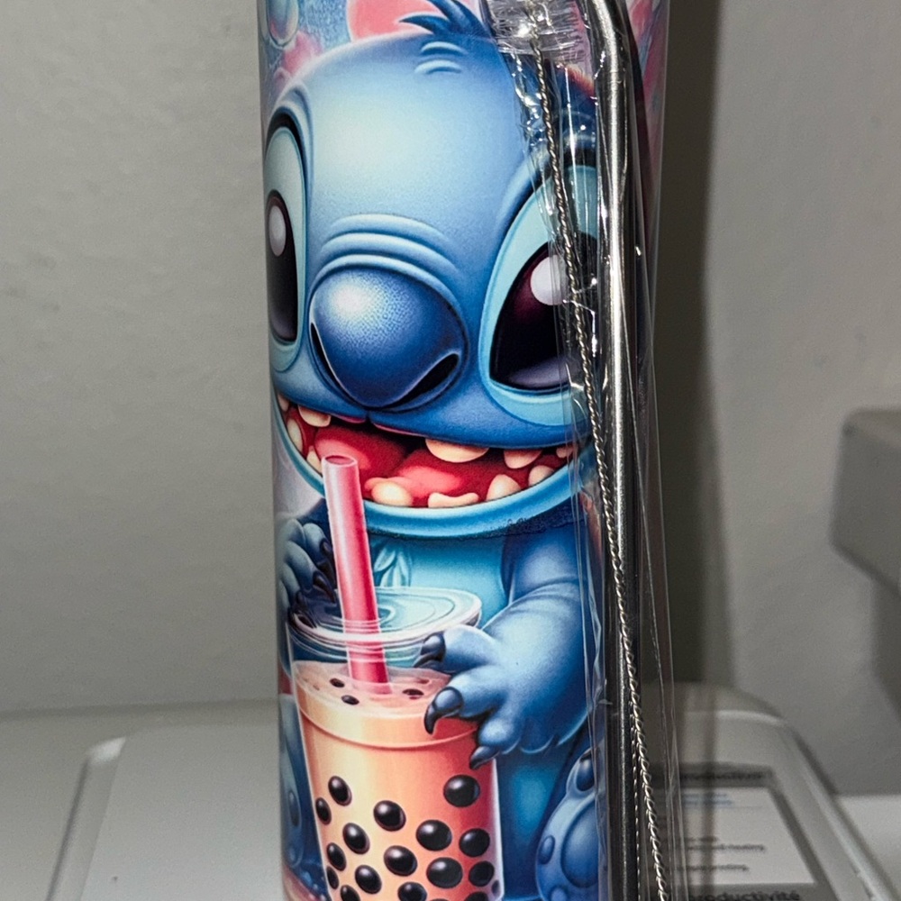 20oz Insulated Tumbler with Straw Stainless Steel Mug Stitch
